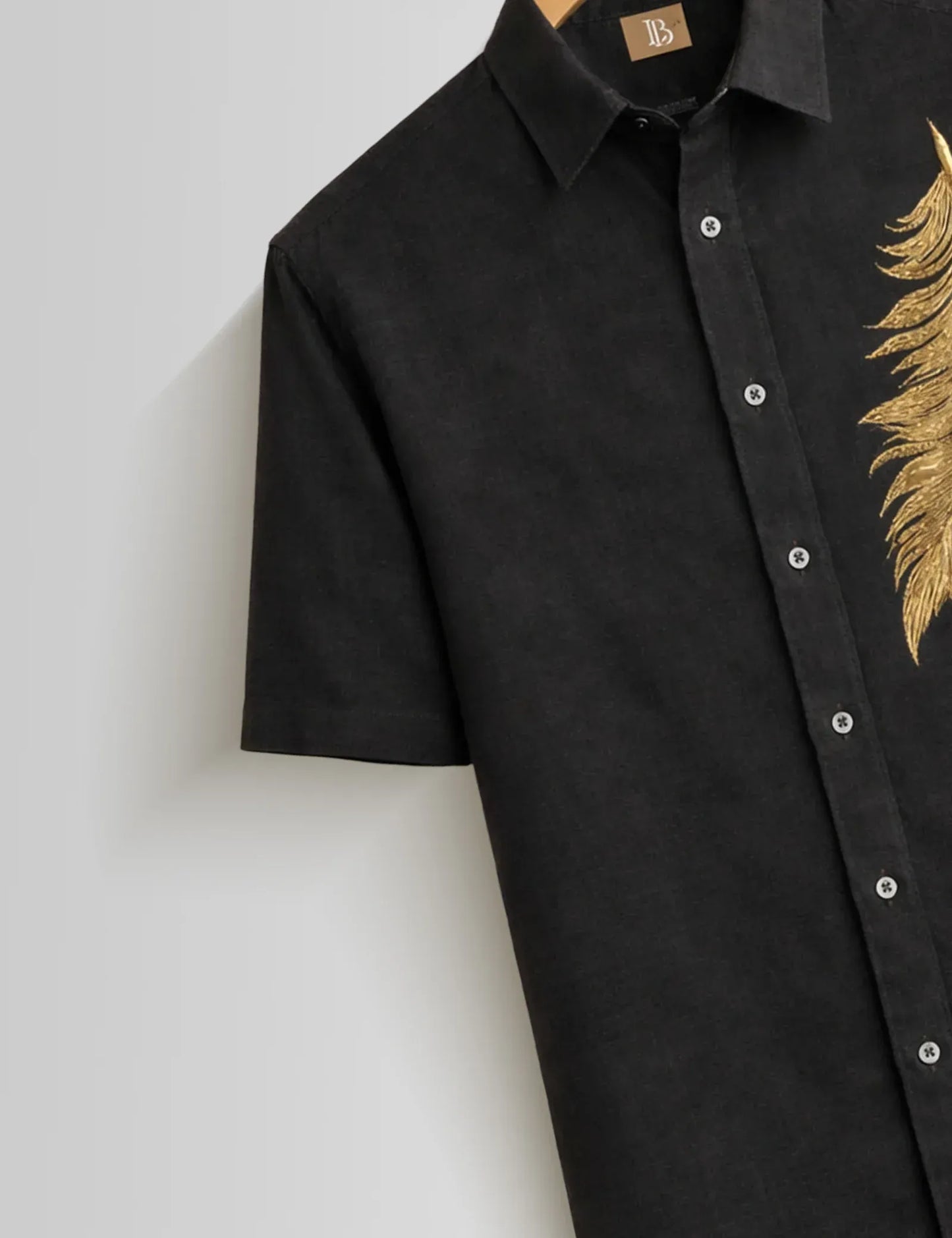 Fazone Men's Premium Golden Feather Embroidered Half Sleeve Casual Shirt