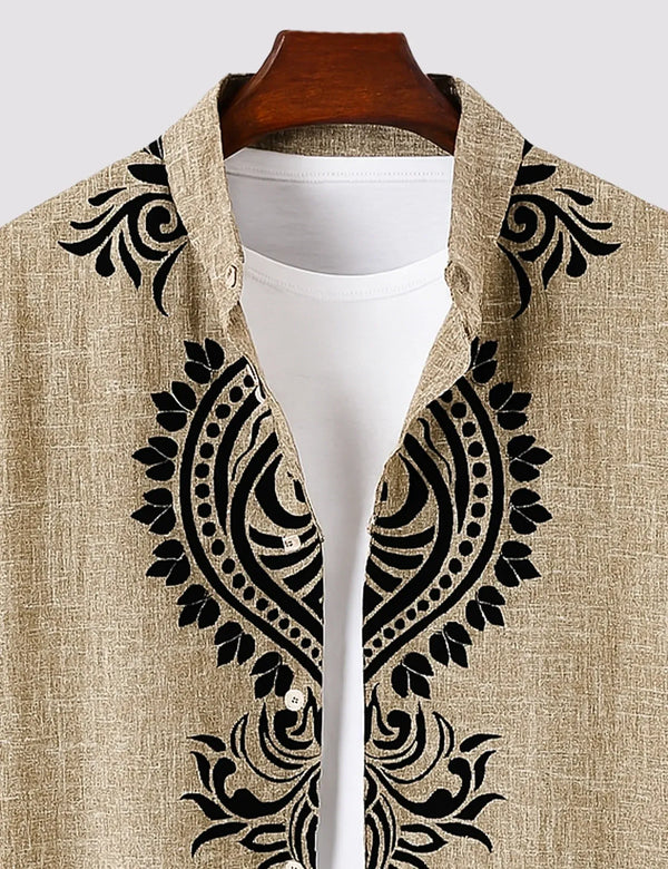 Fazone Men's Premium Ethnic Mandala Print Half Sleeve Casual Shirt