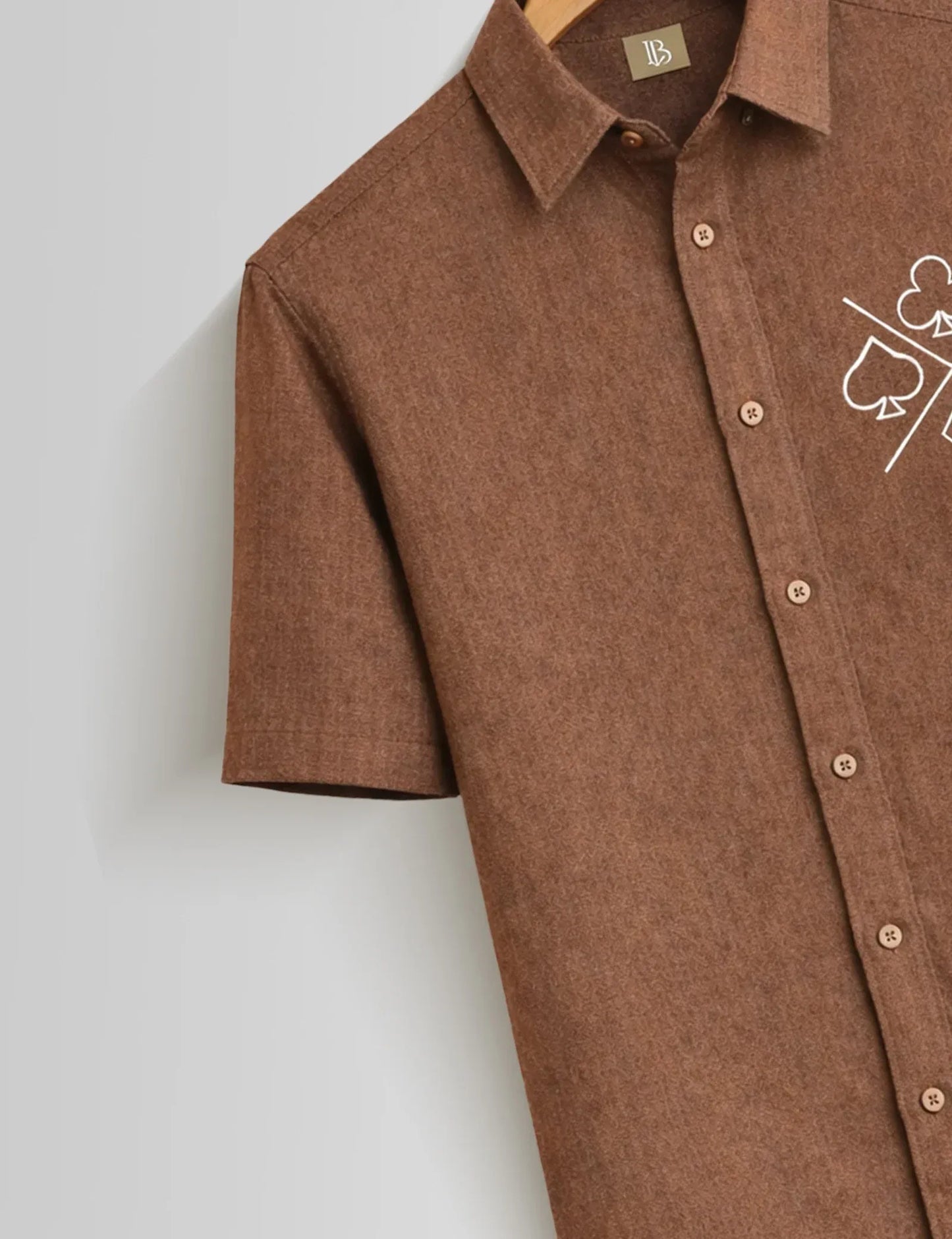 Fazone Men's Premium Minimal Playing Card Embroidered Half Sleeve Casual Shirt