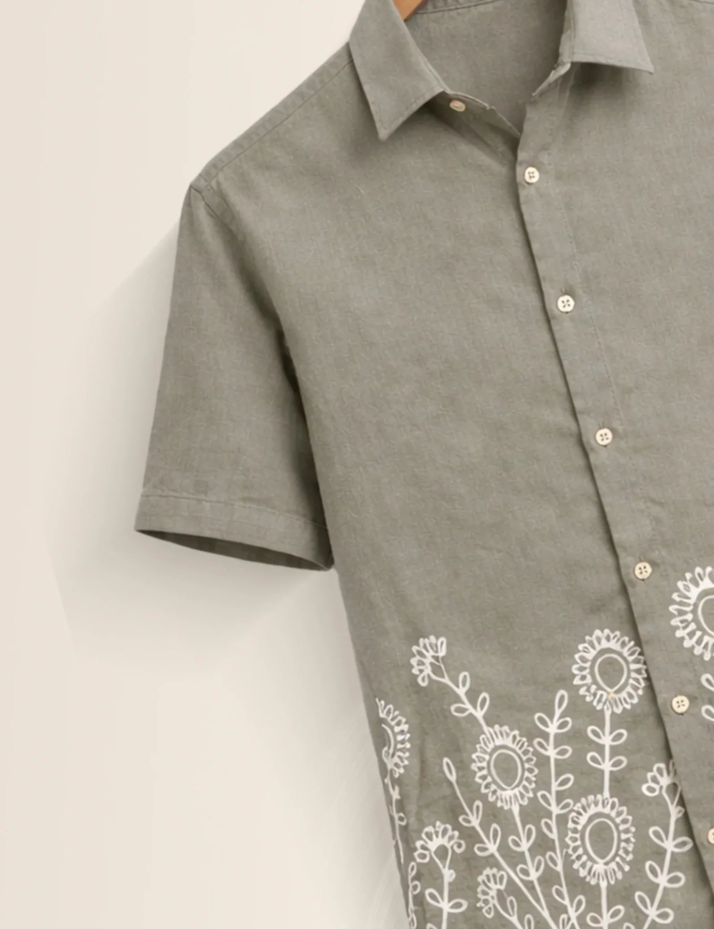 Fazone Men's Premium Floral Embroidered Half Sleeve Casual Shirt