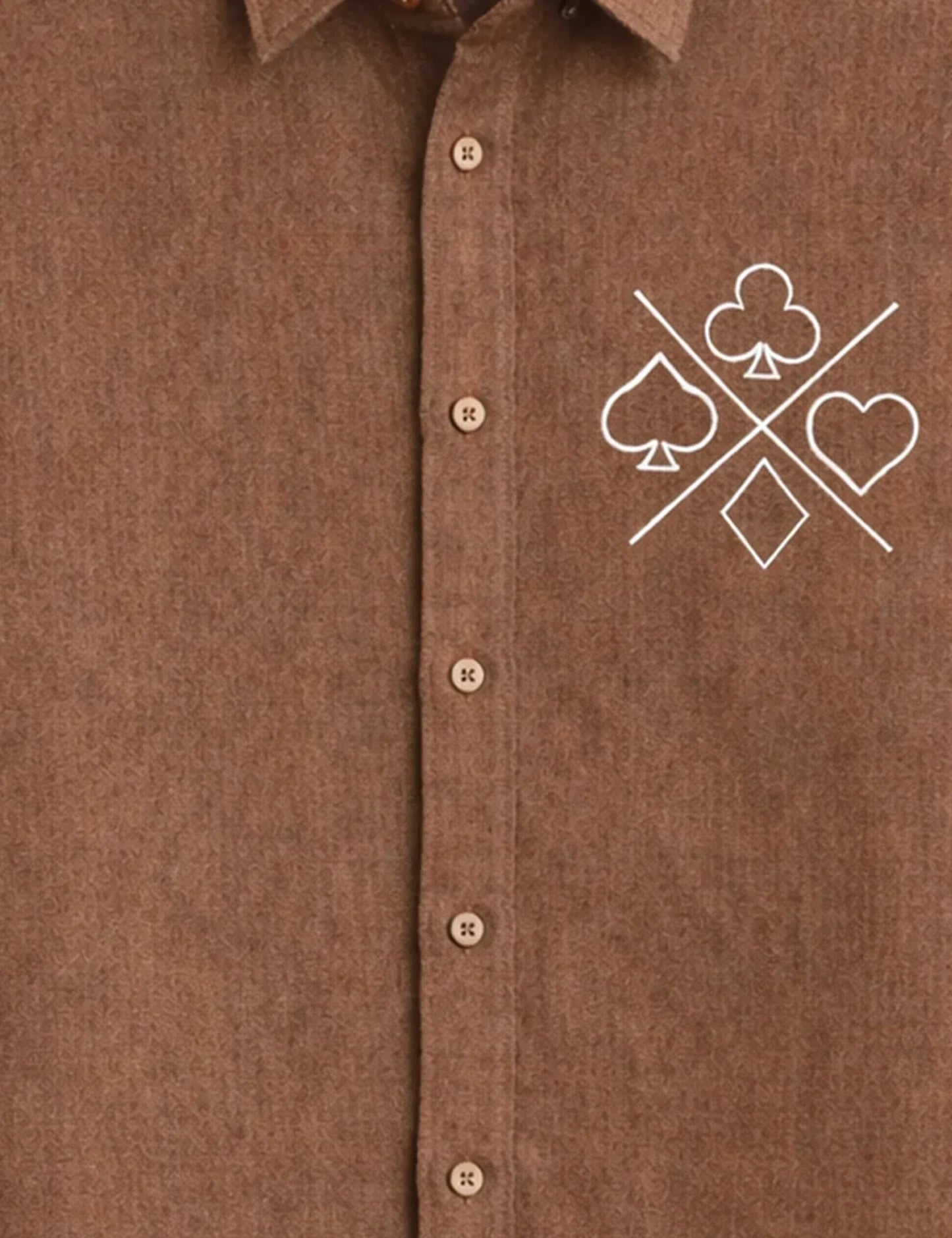 Fazone Men's Premium Minimal Playing Card Embroidered Half Sleeve Casual Shirt