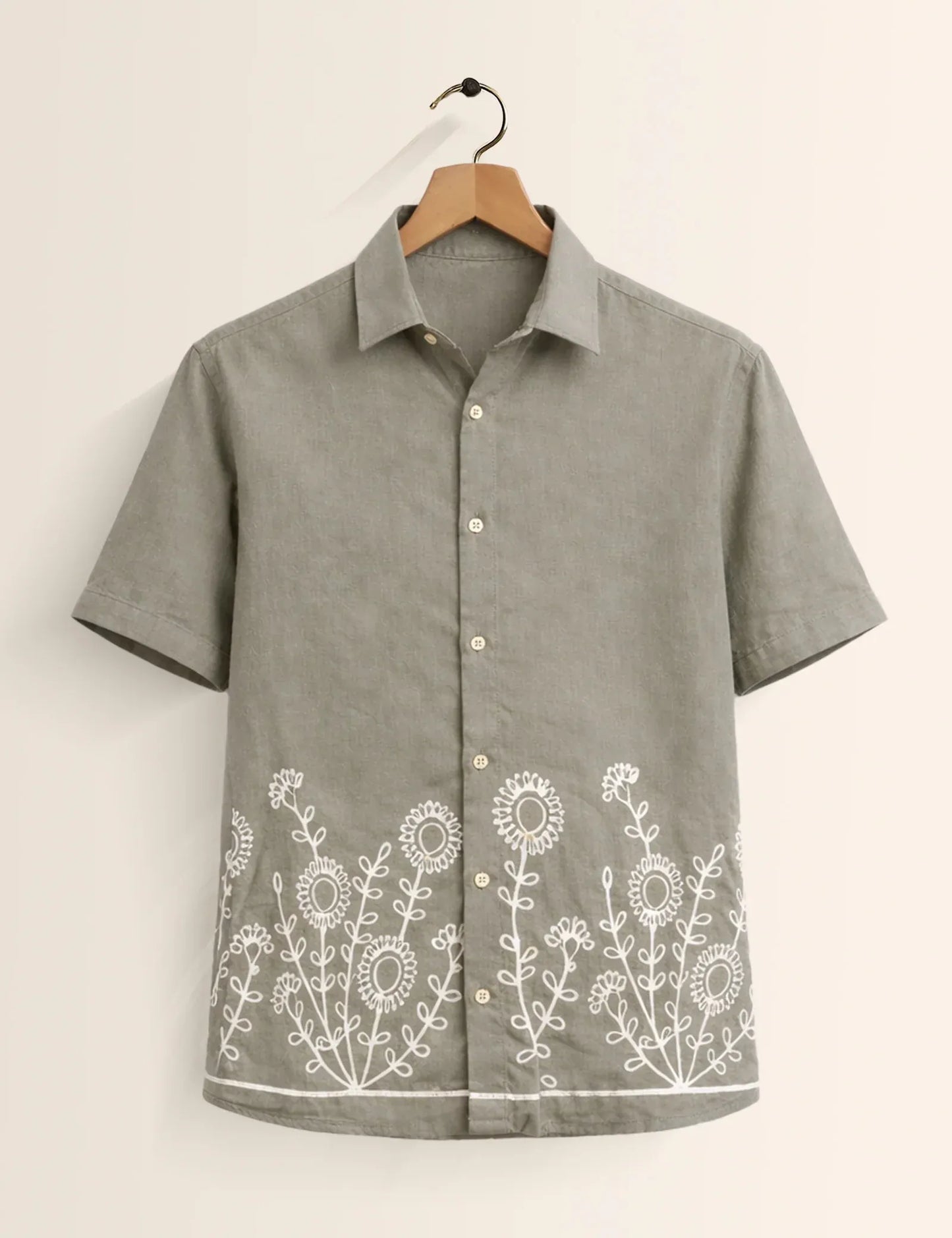 Fazone Men's Premium Floral Embroidered Half Sleeve Casual Shirt