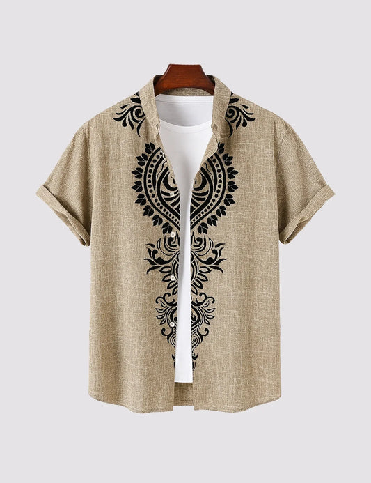 Fazone Men's Premium Ethnic Mandala Print Half Sleeve Casual Shirt