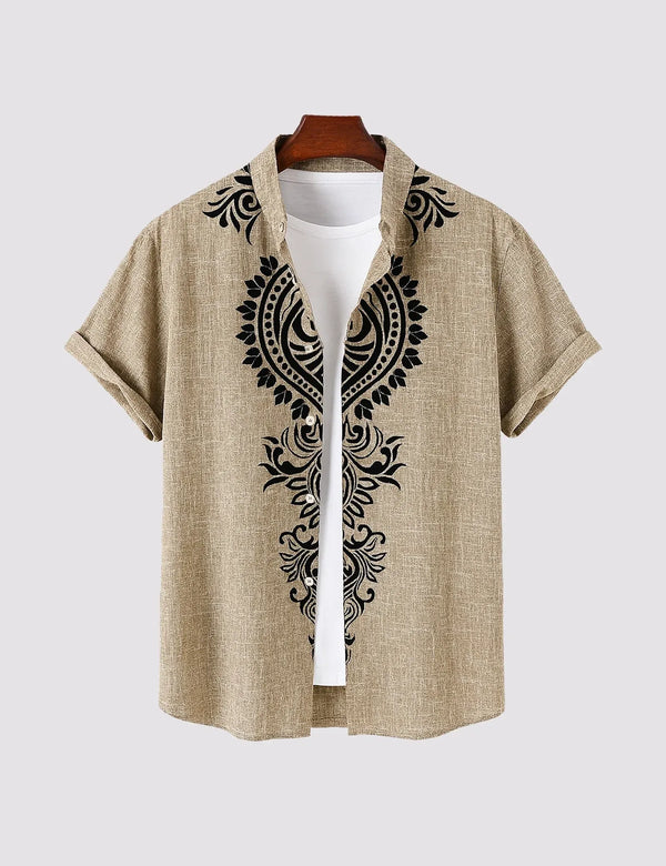 Fazone Men's Premium Ethnic Mandala Print Half Sleeve Casual Shirt
